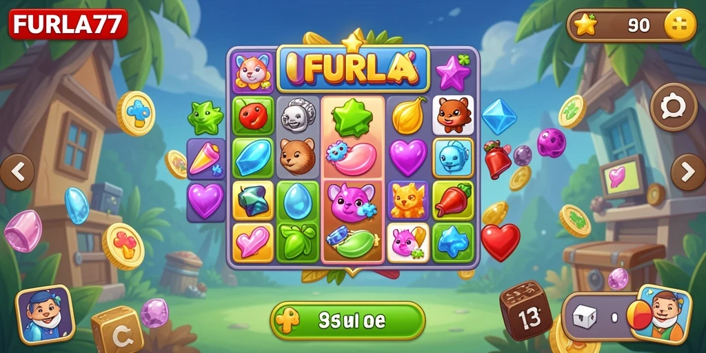 Gameplay menarik dari FURLA77 dengan elemen Match-3 yang penuh warna.