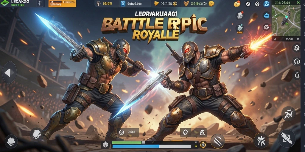Screenshot utama LEDAKGG dengan intensitas pertempuran Battle Royale.