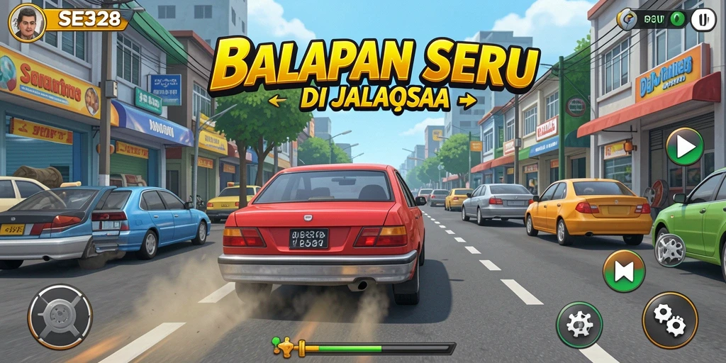Gambaran aksi menarik dari gameplay SE328 saat balapan.