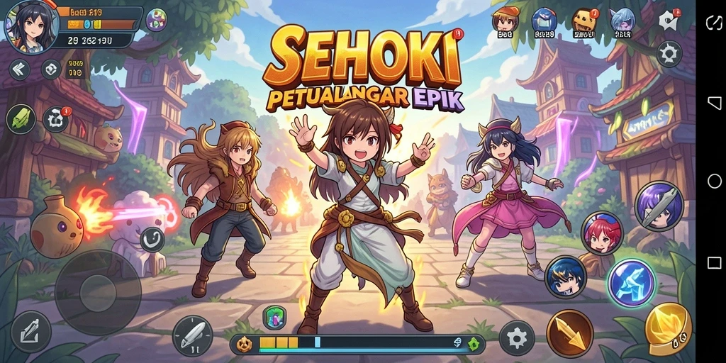 Screenshot utama SEHOKI menampilkan aksi seru dalam permainan Anime.