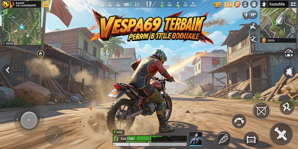 Screenshot gameplay VESPA69 menampilkan aksi pertempuran yang intens di arena.